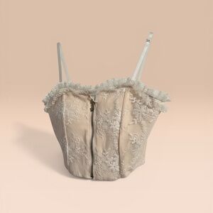 Frilly Lace Embroidered Bustier Coquette